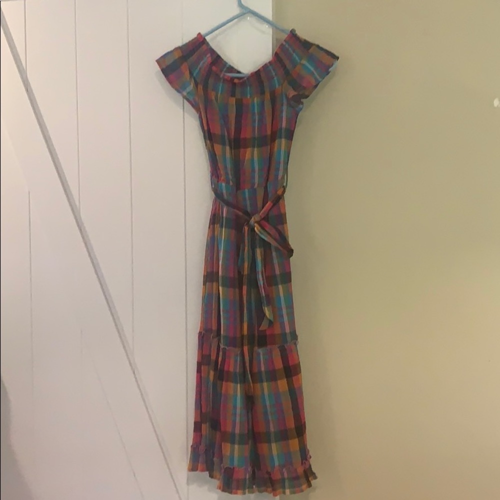 Off shoulder plaid dress